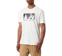 Armani Exchange Box Logo with Camo Background Regular Fit tee Camiseta, Blanco Crudo, XXL Hombres