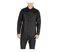 Armani Exchange - Camisa Clásica de Manga Larga con Cuello Redondo y Cuello Clásico - Shirts - Hombre - Negro - S -