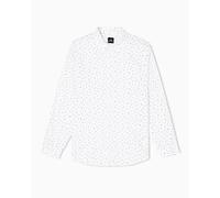 Armani Exchange Camisa de Manga Larga de algodón con Logotipo de satén y Botones para Hombre, Patrón de Letras blanquecinas, Large