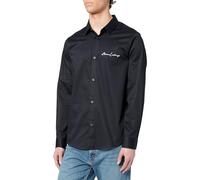 Armani Exchange Long Sleeve Regular Fit Signature Logo Shirt Camisa, Azul Marino Profundo, S para Hombre