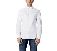 Armani Exchange Camisa Oxford Slim Fit con Botones para Hombre, Oxford Blanco/7azul/W, L