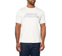 Armani Exchange Camiseta ajustada con logotipo elevado para hombre, Blanco sucio, Medium