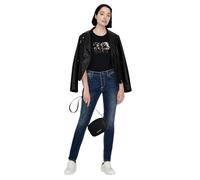 Armani Exchange Camiseta Básica con Logo de Lentejuelas En El Pecho Mujer, Negro (Black With Gold), S