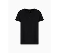 Armani Exchange Icon Project, Shiny Logo Camiseta, Negro, XL para Mujer