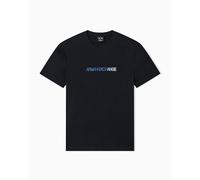Armani Exchange Camiseta con Logotipo Multicolor Bordado en 3D para Hombre, Azul, L
