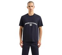 Armani Exchange Camiseta de Ajuste Regular con Logotipo Grande para Hombre, Azul, XXL, Azul Oscuro, XXL