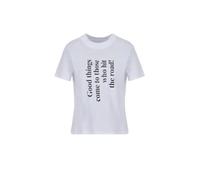 Armani Exchange Camiseta de algodón de Pima para Mujer, con Estampado Grande, XL, Color Blanco