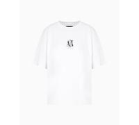 Armani Exchange Camiseta de algodón Pesado con Logotipo de Icono para Mujer, Blanco, XS