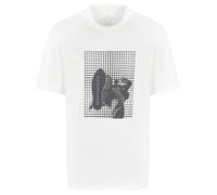 Armani Exchange Camiseta de Corte Regular con diseño gráfico de cuadrícula, Blanco Crudo, S para Hombre