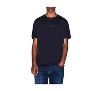 Armani Exchange Camiseta de Manga Corta para Hombre con Logotipo de Milano-Nueva York, Azul Oscuro, L