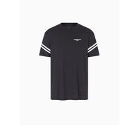 Armani Exchange Camiseta de Cuello Redondo con Logotipo de Rayas para Hombre, Color Azul, Talla L, Azul Oscuro, L