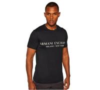 Armani Exchange Camiseta de Manga Corta con Logotipo de Milan New York y Cuello Redondo, Azul Marino, S para Hombre