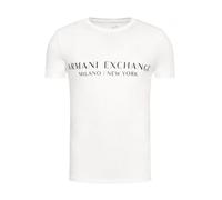 Armani Exchange Camiseta de Manga Corta con Logotipo de Milán New York Y Cuello Redondo Camiseta, Hombre, Blanco, L
