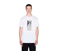 Armani Exchange Camiseta de Manga Corta para Hombre, Aspecto Simple, con Estampado Frontal, Color Blanco, Blanco Crudo, L