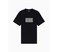Armani Exchange Camiseta de manga corta para hombre con logotipo de caja ajustada, Negro, X-Small