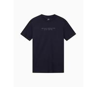 Armani Exchange Camiseta de Manga Corta para Hombre con Logotipo de Milano-Nueva York, Azul Oscuro, L