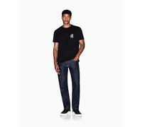 Armani Exchange Camiseta de manga corta para hombre con logotipo de monograma lateral, Negro, M