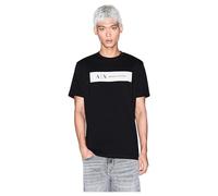 Armani Exchange Camiseta de Manga Corta para Hombre, Logotipo en Contraste, Negro Talla S