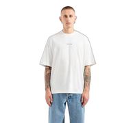 Armani Exchange Camiseta de Manga Corta para Hombre con Texto Central en la Parte Delantera y Trasera, Blanco Crudo, XXL