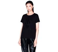 Armani Exchange Camiseta de Manga Corta para Mujer con Estampado de Logotipo en Tono, Negro, M