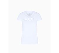 Armani Exchange Camiseta de Manga Corta para Mujer con Logotipo en la Parte Delantera, Corte Ajustado, Color Blanco., XL