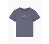 Armani Exchange Camiseta de Manga Corta para Mujer con Logotipo Frontal Estampado Regular Boxy Fit, Gris, M, Chill Steel, M