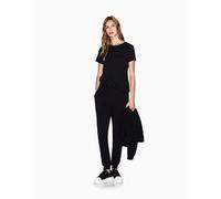 Armani Exchange Camiseta de Manga Corta para Mujer con Monograma con strassed en la Parte Delantera, Color Negro, L, Negro, L