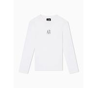 Armani Exchange Camiseta de Manga Larga para Hombre con Logotipo Bordado, diseño de Iconos, Blanco Crema, L