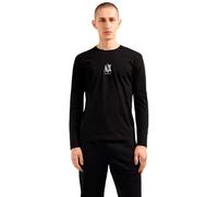 Armani Exchange Camiseta de Manga Larga para Hombre con Logotipo Bordado, diseño de Iconos, Negro, XXL
