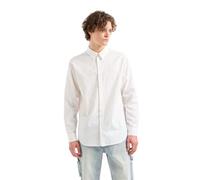 Armani Exchange Camiseta de Manga Larga para Hombre, Corte Regular, Jacquard, algodón, Todo sobre el Logotipo, Blanco Crudo, S