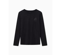 Armani Exchange Camiseta de Manga Larga para Mujer con Logotipo de Side On Tone, Negro, S