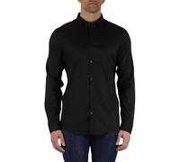 Armani Exchange Camiseta de Manga Larga Ultra elástica con Botones Lyocell. Corte Ajustado, Negro, XXL para Hombre