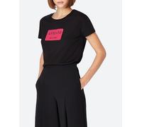 Armani Exchange Camiseta de mujer boyfriend fit con logo en strass. Negro 42 (M)