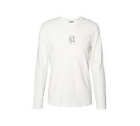 Armani Exchange Camiseta de Manga Larga para Hombre con Logotipo Bordado, diseño de Iconos, Blanco Crema, M