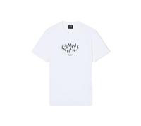 Armani Exchange Camiseta Lisa con Logotipo Frontal Impreso en 3D para Hombre, Blanco Apagado, M