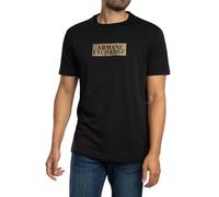 Armani Exchange Camiseta Negra para Hombre con Logo Estampado, Manga Corta, Cuello Redondo (FR/ES, Letras, S, Regular, Regular, Negro)