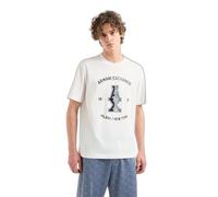 Armani Exchange Camiseta para Hombre Grande Central Stacked AX Logo with Milanonew York Text Surrounding Regular Fit tee, Blanco Crudo, S