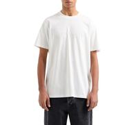 Armani Exchange Camiseta para Hombre, Manga Corta, Logotipo en Relieve, Blanco (FR/ES, Letras, L, Regular, Regular, Blanco)