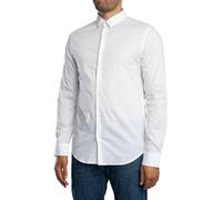 Armani Exchange Camiseta para hombre Slim Fit Stretch Button Down Blanco XXL