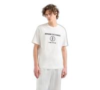 Armani Exchange Camiseta para Hombre Stacked AX Logo with Circle Regular Fit tee, Blanco Crudo, XL