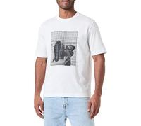 Armani Exchange Camiseta para Hombre The Grid, sostenible, con Logotipo de Plastisol, Blanco Crudo, XS
