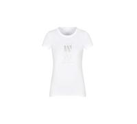 Armani Exchange Camiseta para Mujer Arte Sella, Logotipo de Foil Monogram, Color Blanco., XL