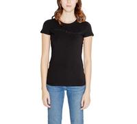 Armani Exchange Camiseta para Mujer sostenible, Corte Ajustado, Logotipo de Studded Distrorted, Negro, M, Negro, M