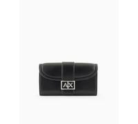Armani Exchange Cartera con solapa y logotipo central negro, Negro(00020), Talla única, Carteras