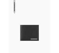 Armani Exchange New York, Sustainable, Silver Logo Plate, Billetera Bi-Fold para Hombre, Negro, Talla única