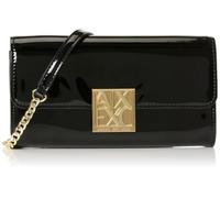 Armani Exchange Cartera de Mujer Amy con Logotipo Dorado en Cadena, Color Negro