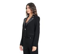 Armani Exchange Chaqueta Negra de Mujer con Revers en Ecopiel, Negro , 38