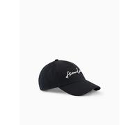 Armani Exchange Cinturón de Cuero con Logotipo Plateado para Hombre, Azul Marino/Blanco óptico, Talla única