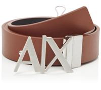 Armani Exchange Cinturón de metal para hombre, doble cara, logotipo de metal, multicolor, 40