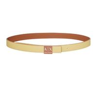 Armani Exchange Cinturón de mujer sostenible, reversible, con logotipo en la placa con hebilla, Whiskey/Light Bamboo, 85